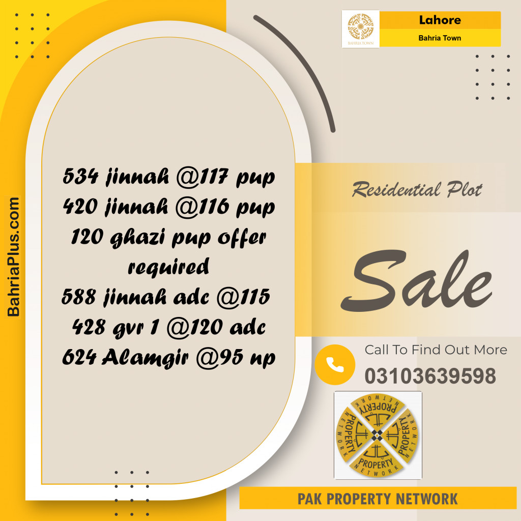 Residential Plot for Sale in Bahria Town, Lahore - (BP-287205)