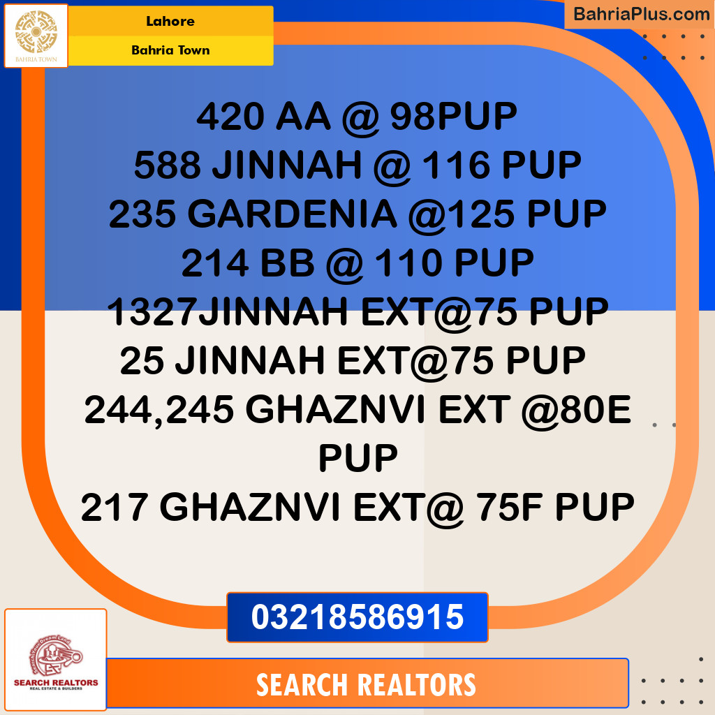 Residential Plot for Sale in Bahria Town, Lahore - (BP-287226)