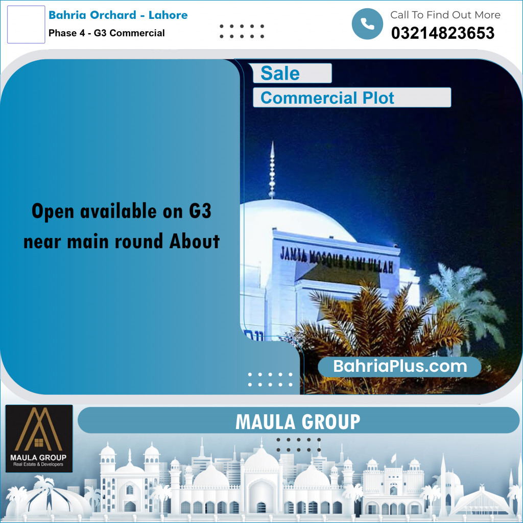 8 Marla Commercial Plot for Sale in Phase 4 - G3 Commercial - Bahria Orchard, Lahore - (BP-287254)