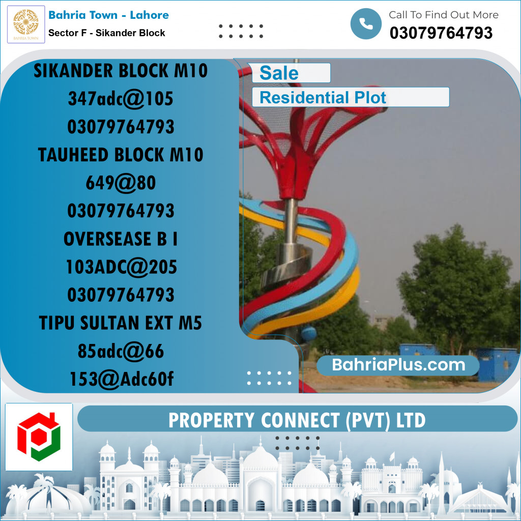Residential Plot for Sale in Sector F - Sikander Block - Bahria Town, Lahore - (BP-287262)
