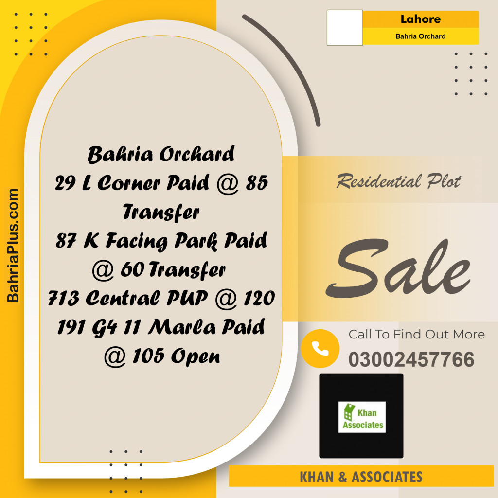 Residential Plot for Sale in Bahria Orchard, Lahore - (BP-287264)