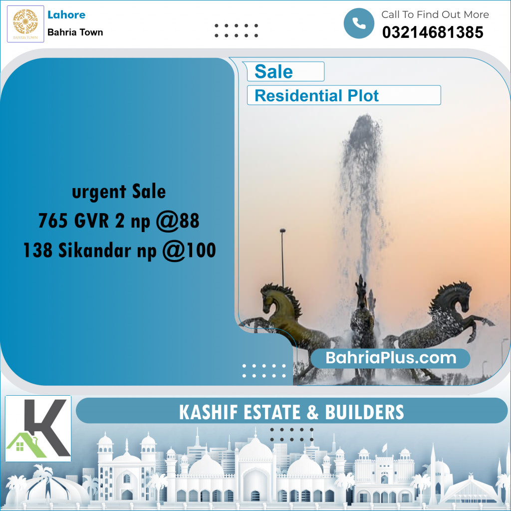 Residential Plot for Sale in Bahria Town, Lahore - (BP-287286)