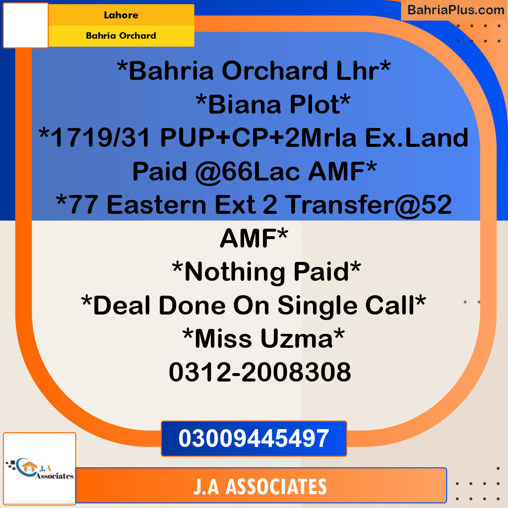 Residential Plot for Sale in Bahria Orchard, Lahore - (BP-287297)