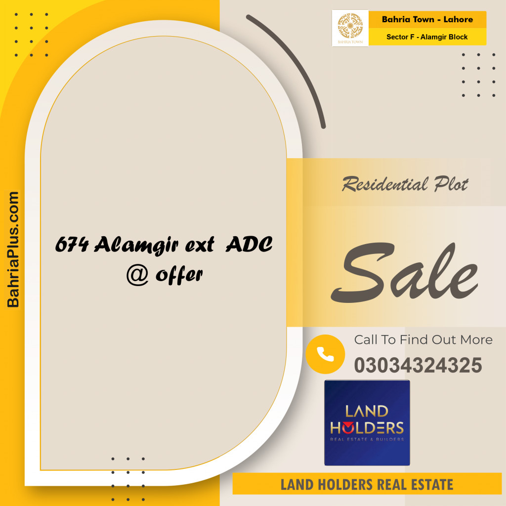 5.5 Marla Residential Plot for Sale in Sector F - Alamgir Block - Bahria Town, Lahore - (BP-287298)