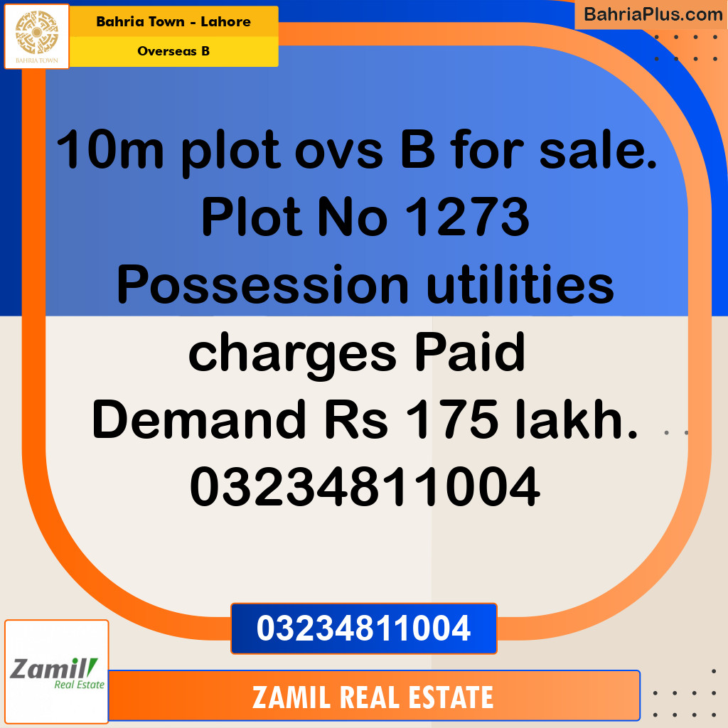 10 Marla Residential Plot for Sale in Overseas B - Bahria Town, Lahore - (BP-287300)