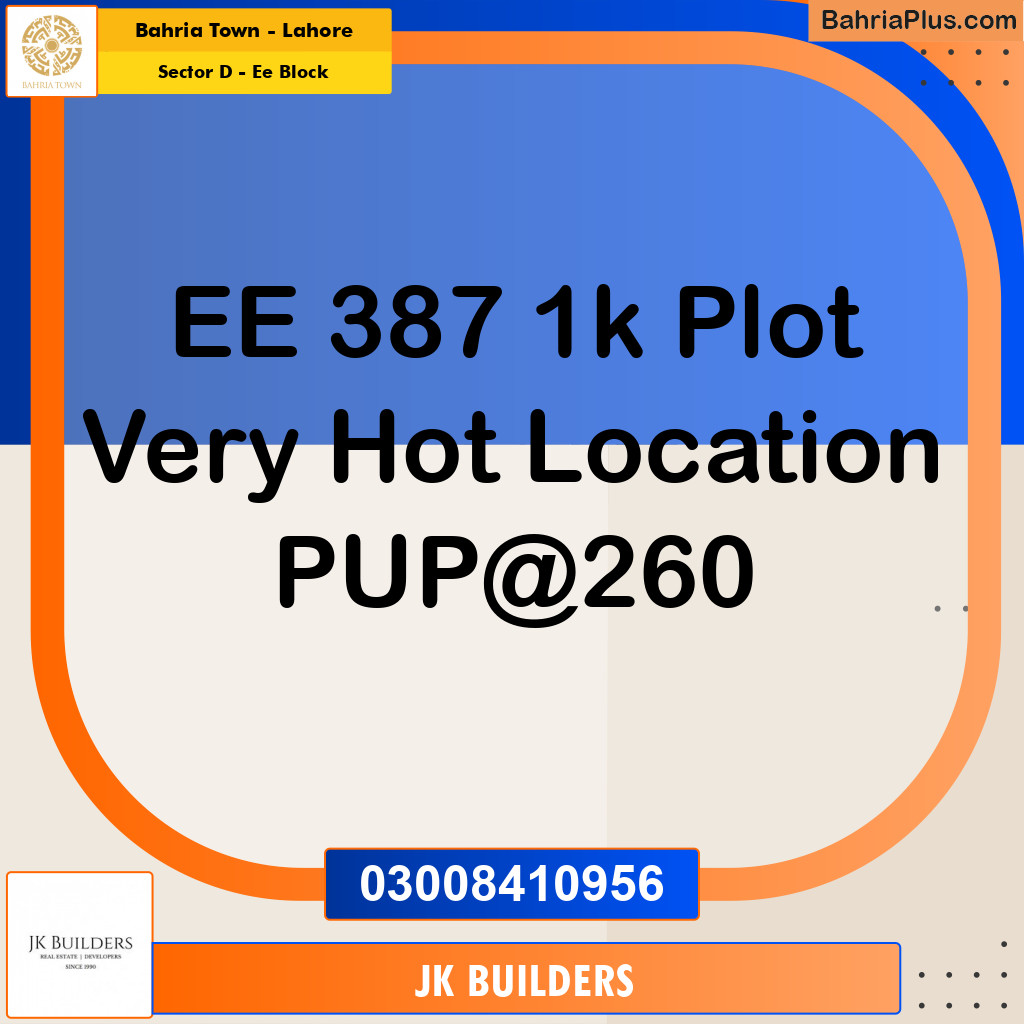1 Kanal Residential Plot for Sale in Sector D - EE Block -  Bahria Town, Lahore - (BP-287347)