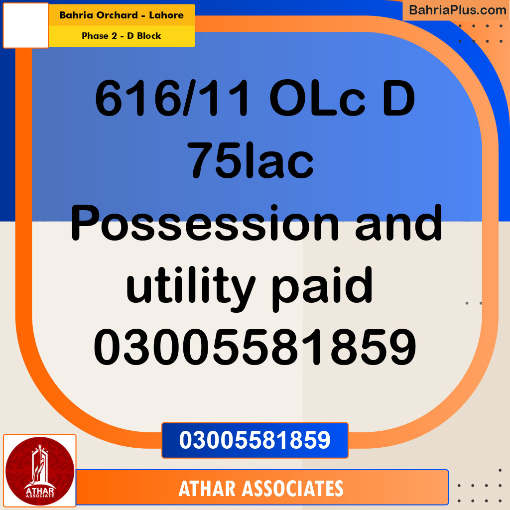 8 Marla Residential Plot for Sale in Phase 2 - D Block -  Bahria Orchard, Lahore - (BP-287376)