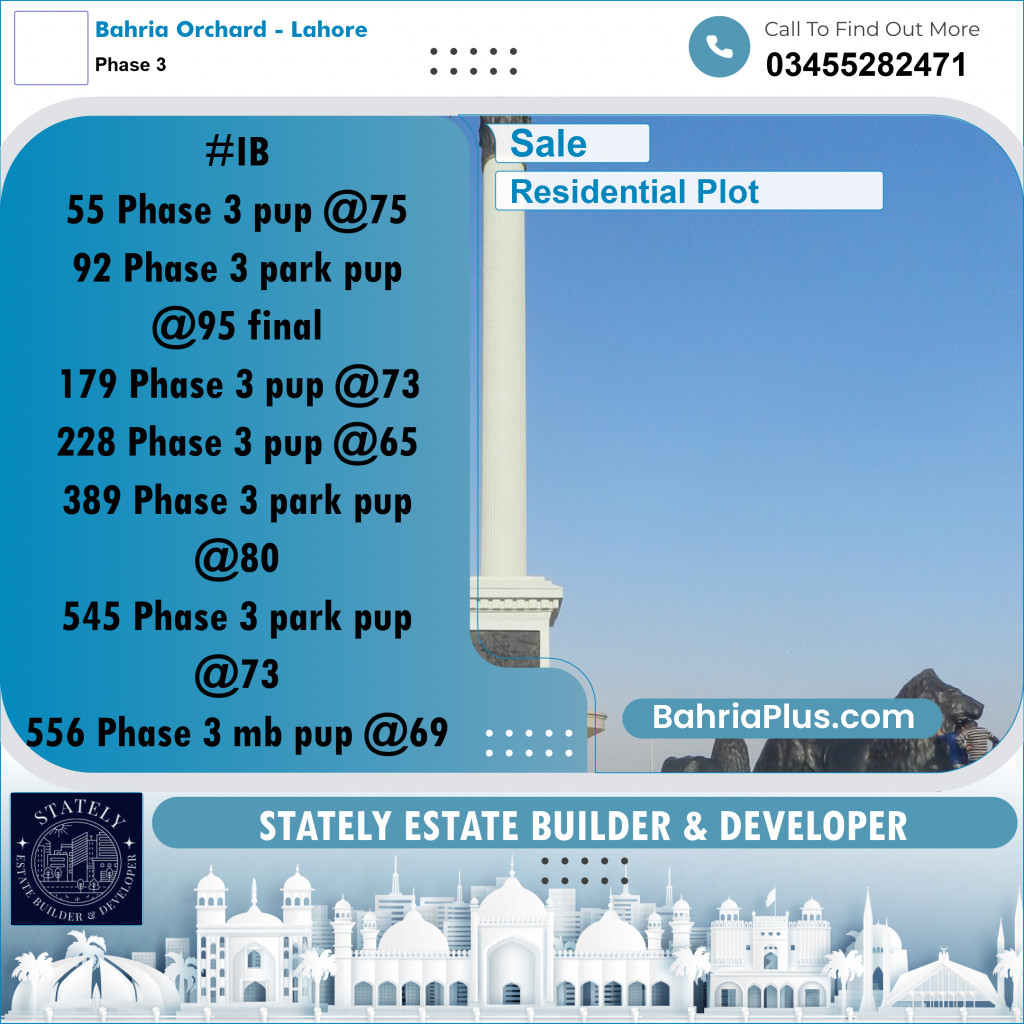 Residential Plot for Sale in Phase 3 -  Bahria Orchard, Lahore - (BP-287417)
