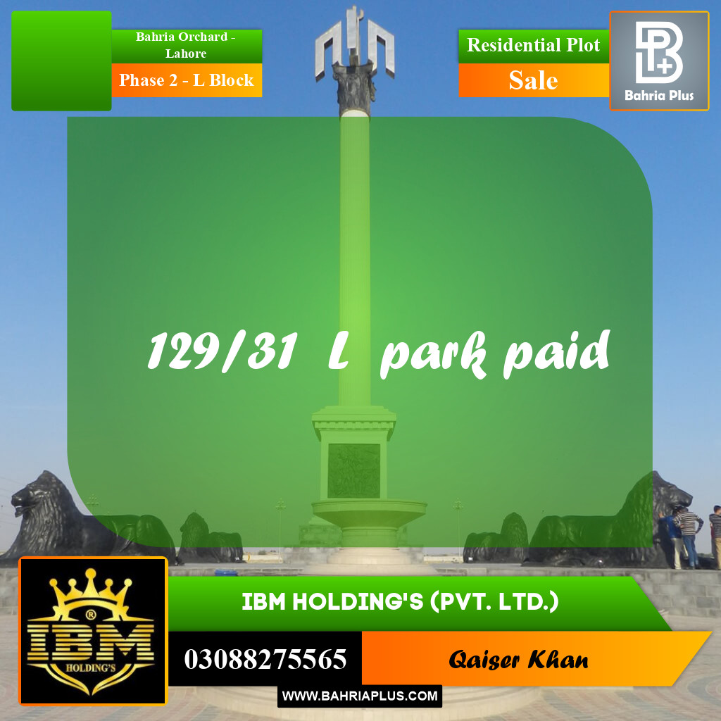 5 Marla Residential Plot for Sale in Phase 2 - L Block -  Bahria Orchard, Lahore - (BP-287506)