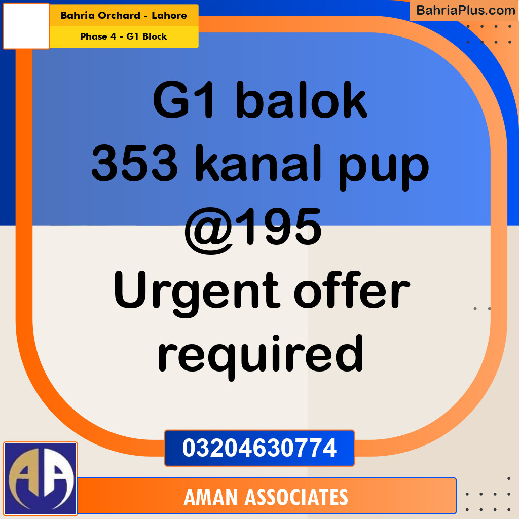 1 Kanal Residential Plot for Sale in Phase 4 - G1 Block -  Bahria Orchard, Lahore - (BP-287526)