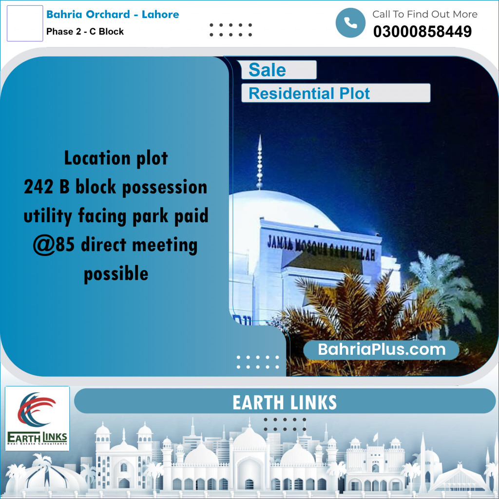 8 Marla Residential Plot for Sale in Phase 2 - C Block -  Bahria Orchard, Lahore - (BP-287533)