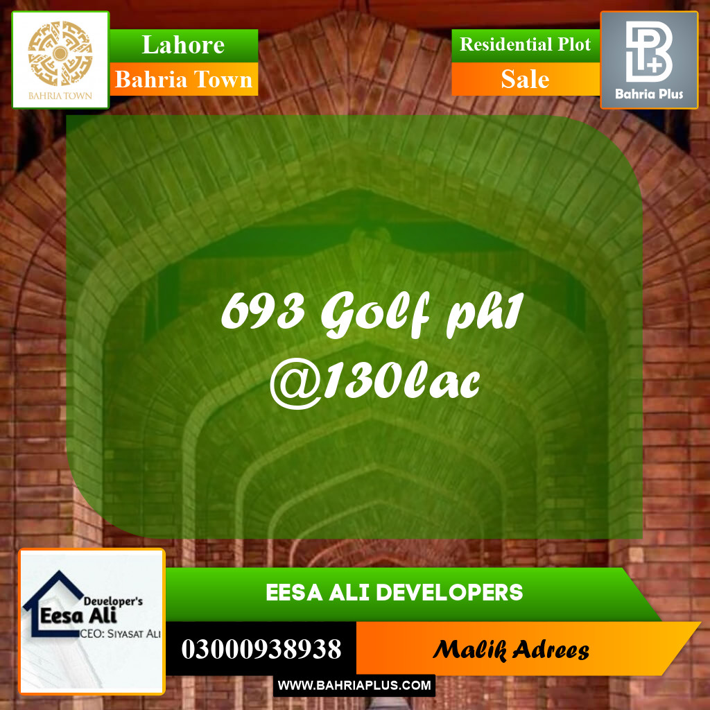 Residential Plot for Sale in Bahria Town, Lahore - (BP-287555)