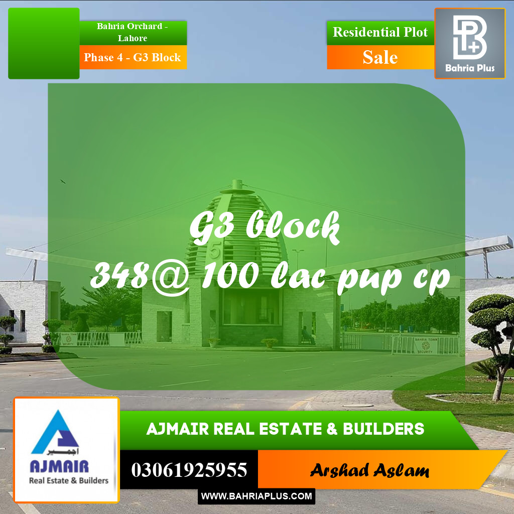 Residential Plot for Sale in Phase 4 - G3 Block -  Bahria Orchard, Lahore - (BP-287591)