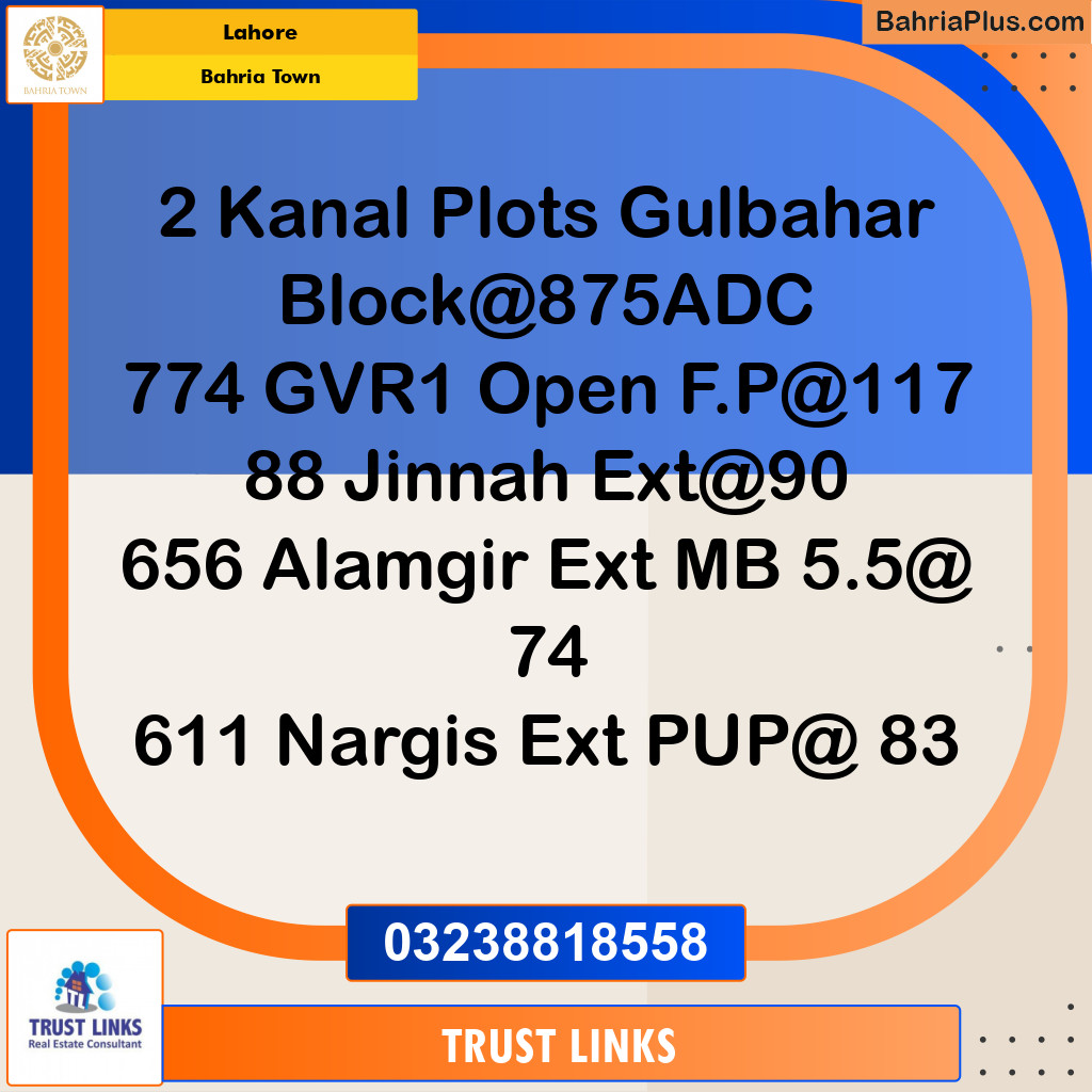 Residential Plot for Sale in Bahria Town, Lahore - (BP-287625)