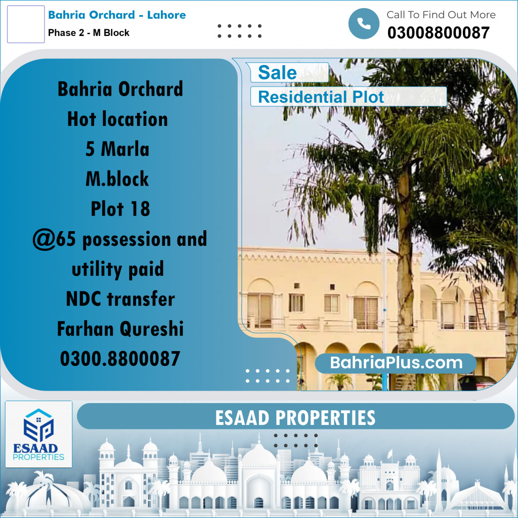 5 Marla Residential Plot for Sale in Phase 2 - M Block -  Bahria Orchard, Lahore - (BP-287718)