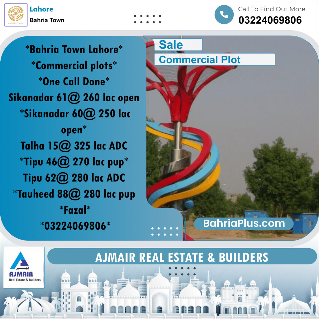 Commercial Plot for Sale in Bahria Town, Lahore - (BP-287719)