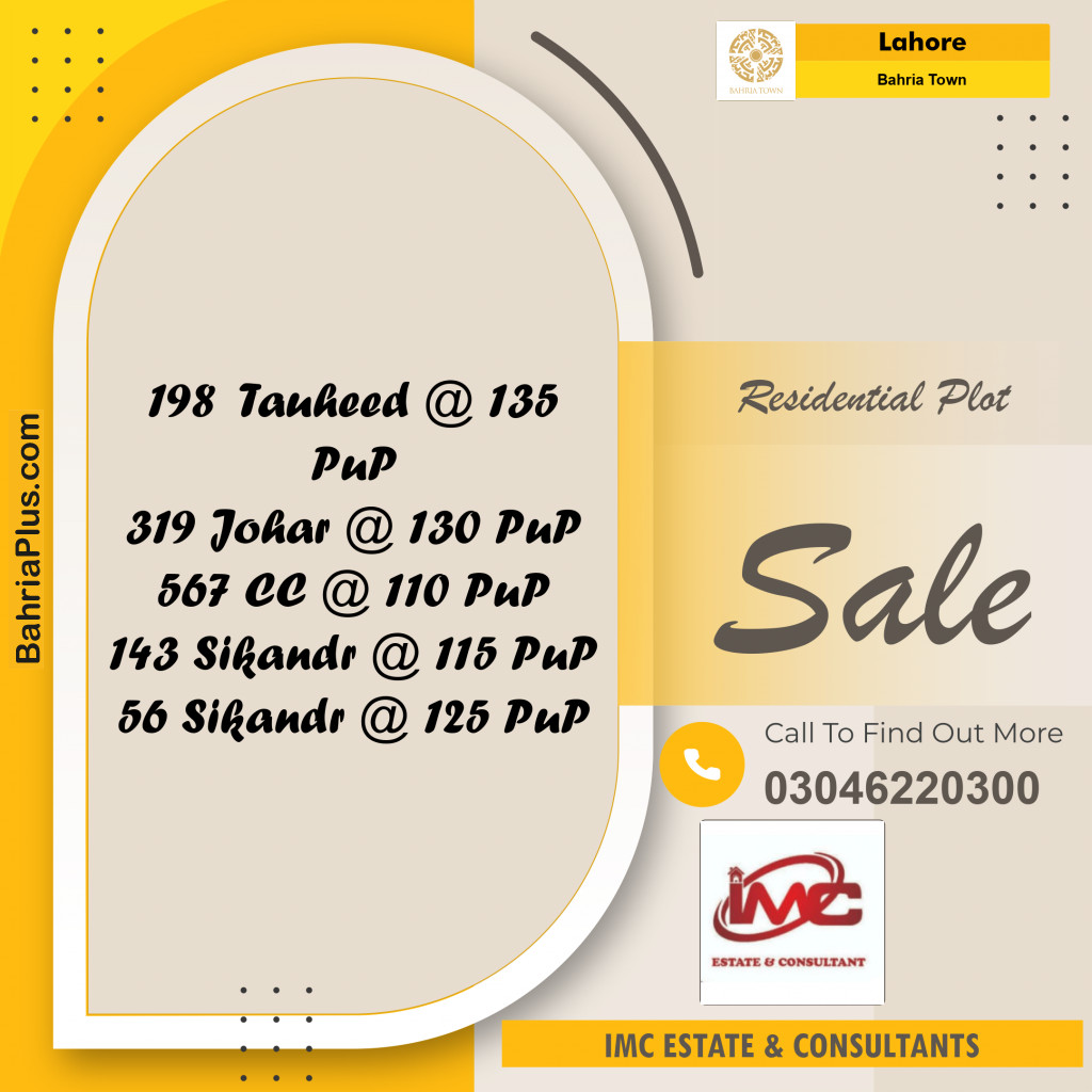 Residential Plot for Sale in Bahria Town, Lahore - (BP-287773)