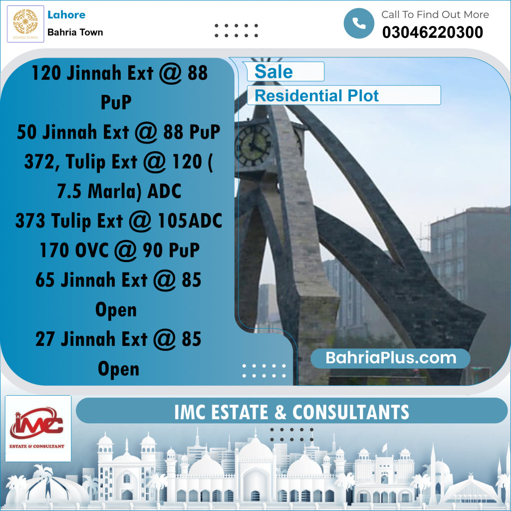 Residential Plot for Sale in Bahria Town, Lahore - (BP-287775)
