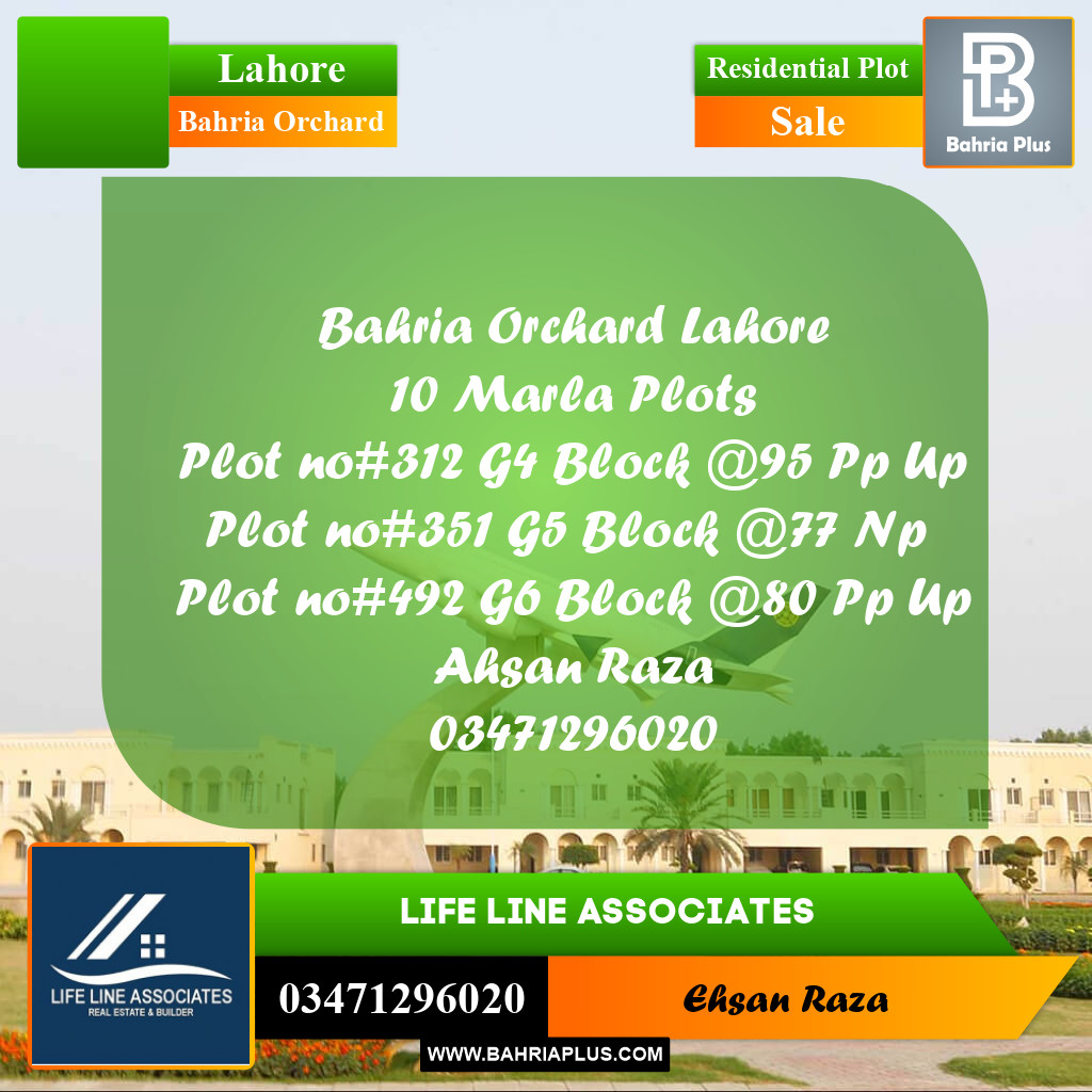 10 Marla Residential Plot for Sale in Bahria Orchard, Lahore - (BP-287776)