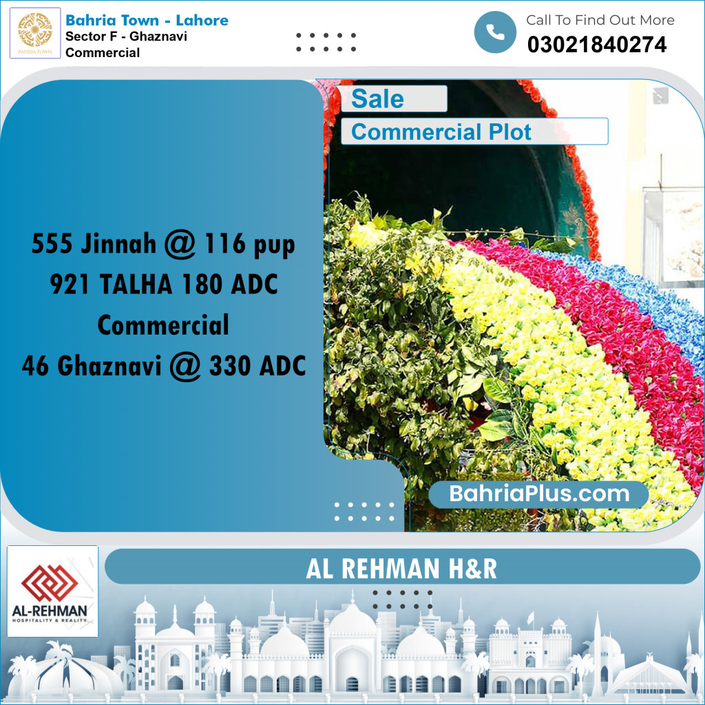 5 Marla Commercial Plot for Sale in Sector F - Ghaznavi Commercial -  Bahria Town, Lahore - (BP-287838)