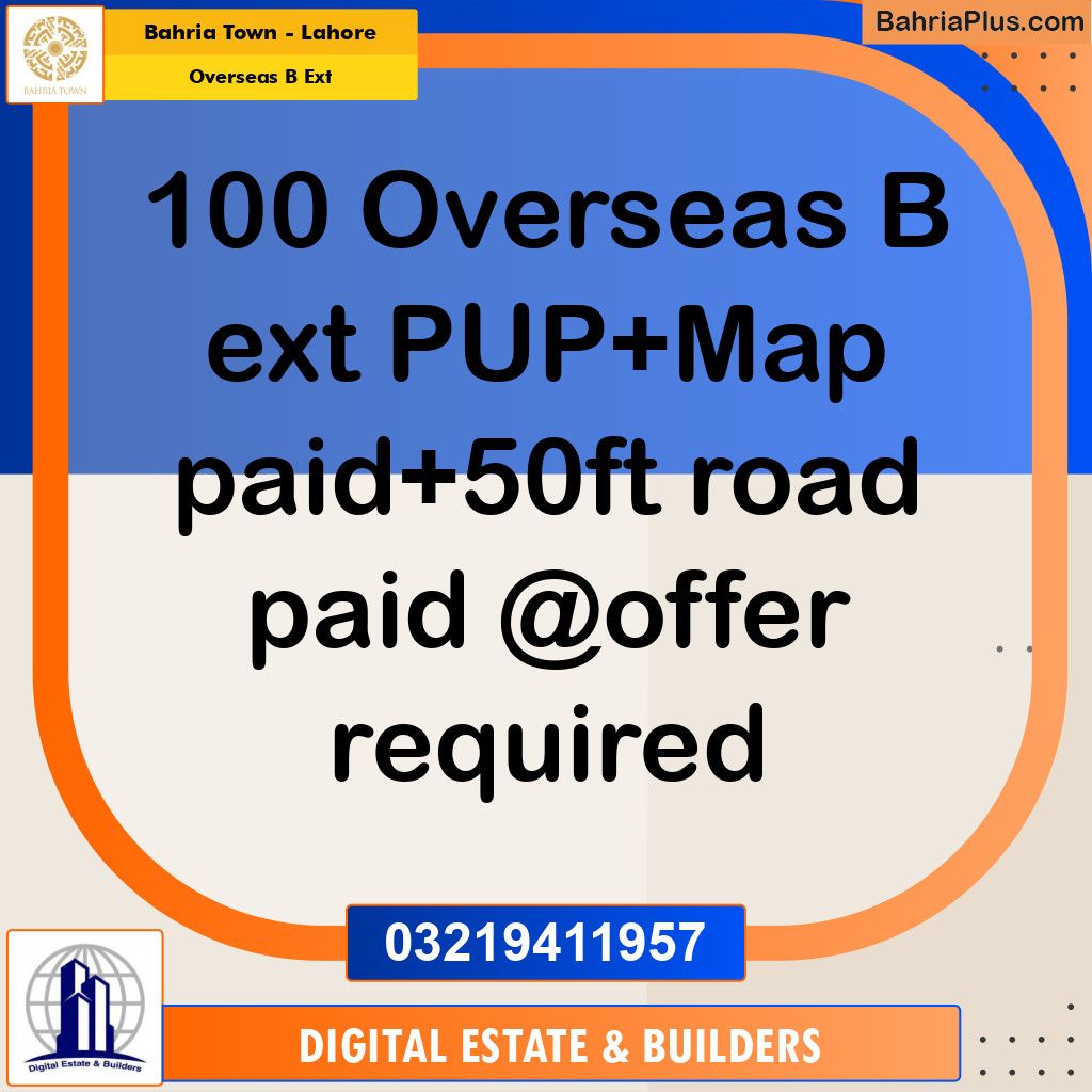10 Marla Residential Plot for Sale in Overseas B Ext -  Bahria Town, Lahore - (BP-287850)