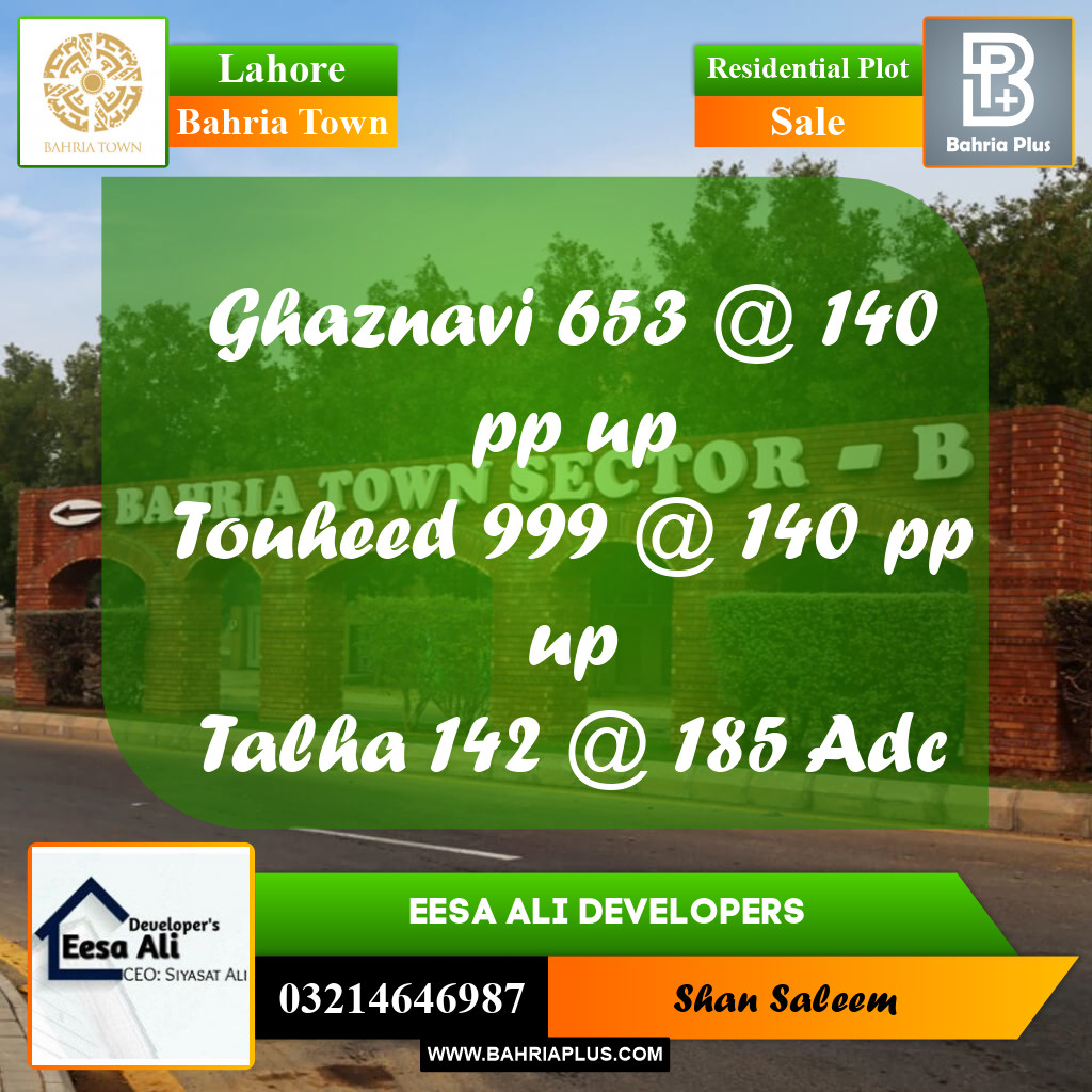 Residential Plot for Sale in Bahria Town, Lahore - (BP-287854)