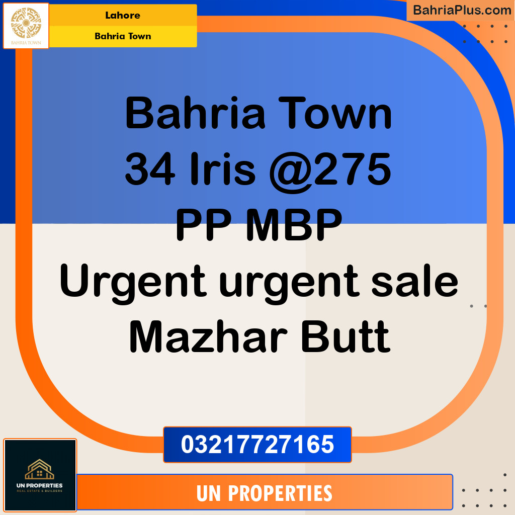 1 Kanal Residential Plot for Sale in Bahria Town, Lahore - (BP-287924)