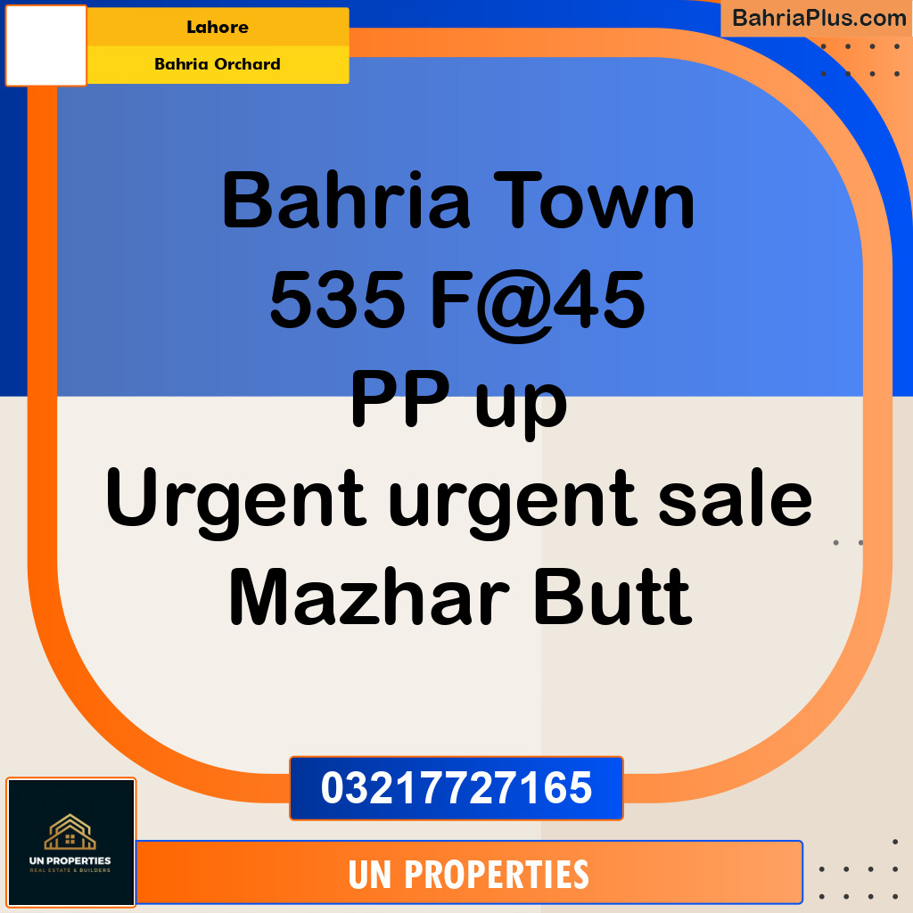 5 Marla Residential Plot for Sale in Bahria Orchard, Lahore - (BP-287931)