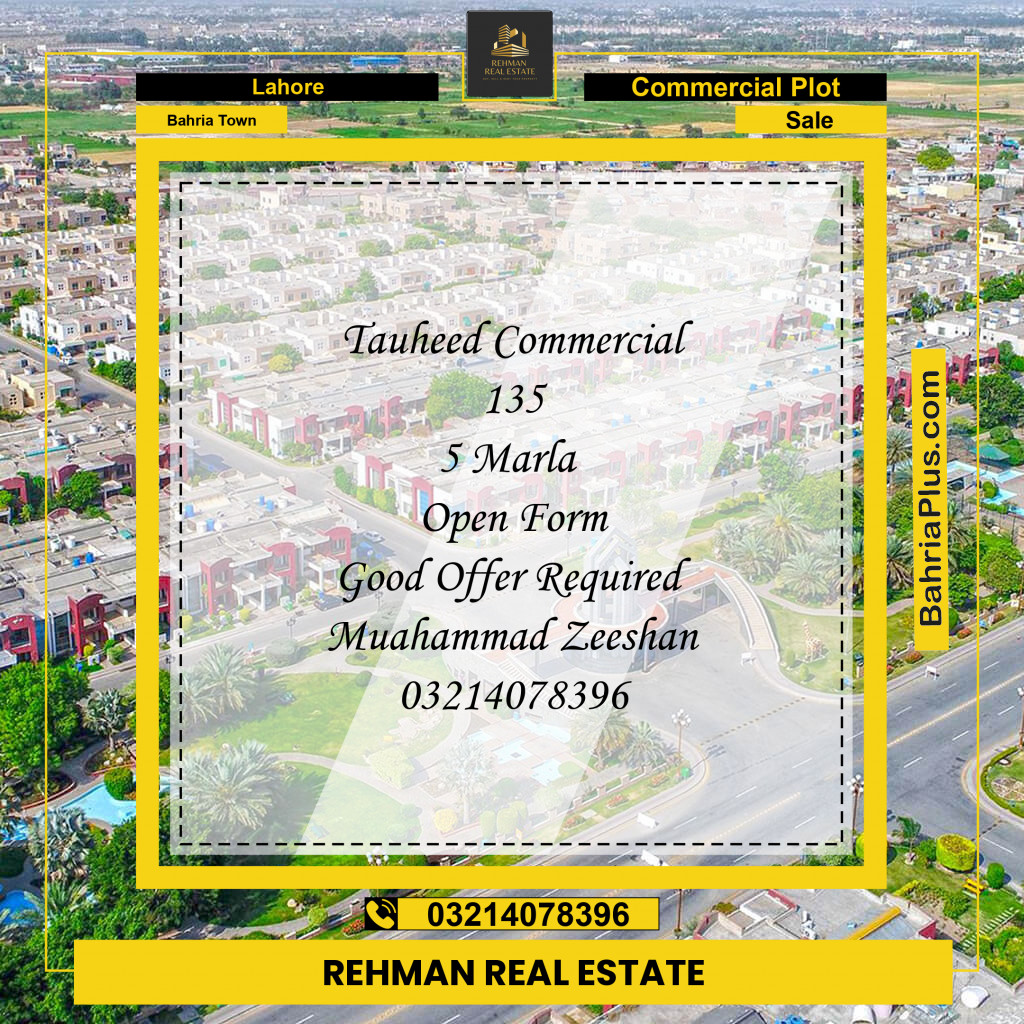 5 Marla Commercial Plot for Sale in Bahria Town, Lahore - (BP-287949)