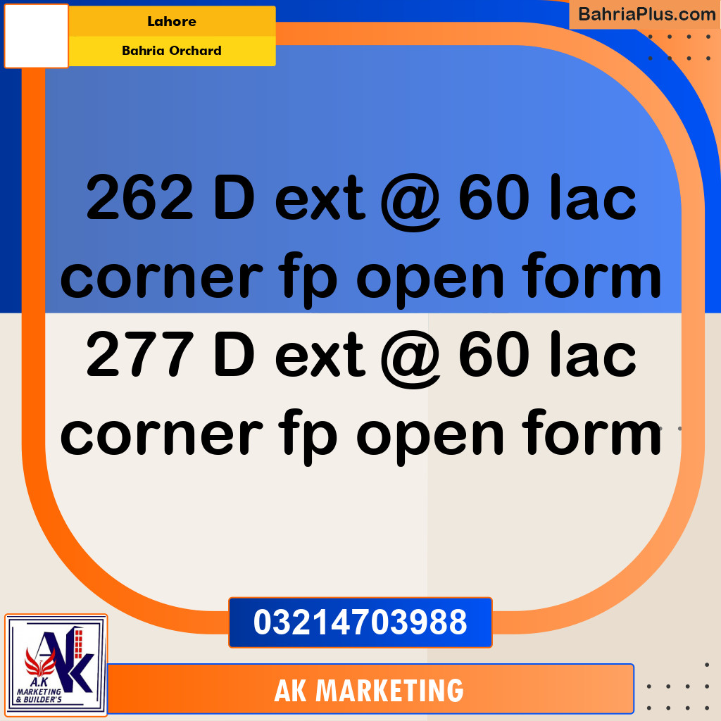 Residential Plot for Sale in Bahria Orchard, Lahore - (BP-287952)