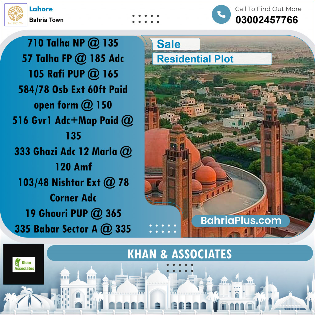 Residential Plot for Sale in Bahria Town, Lahore - (BP-288071)