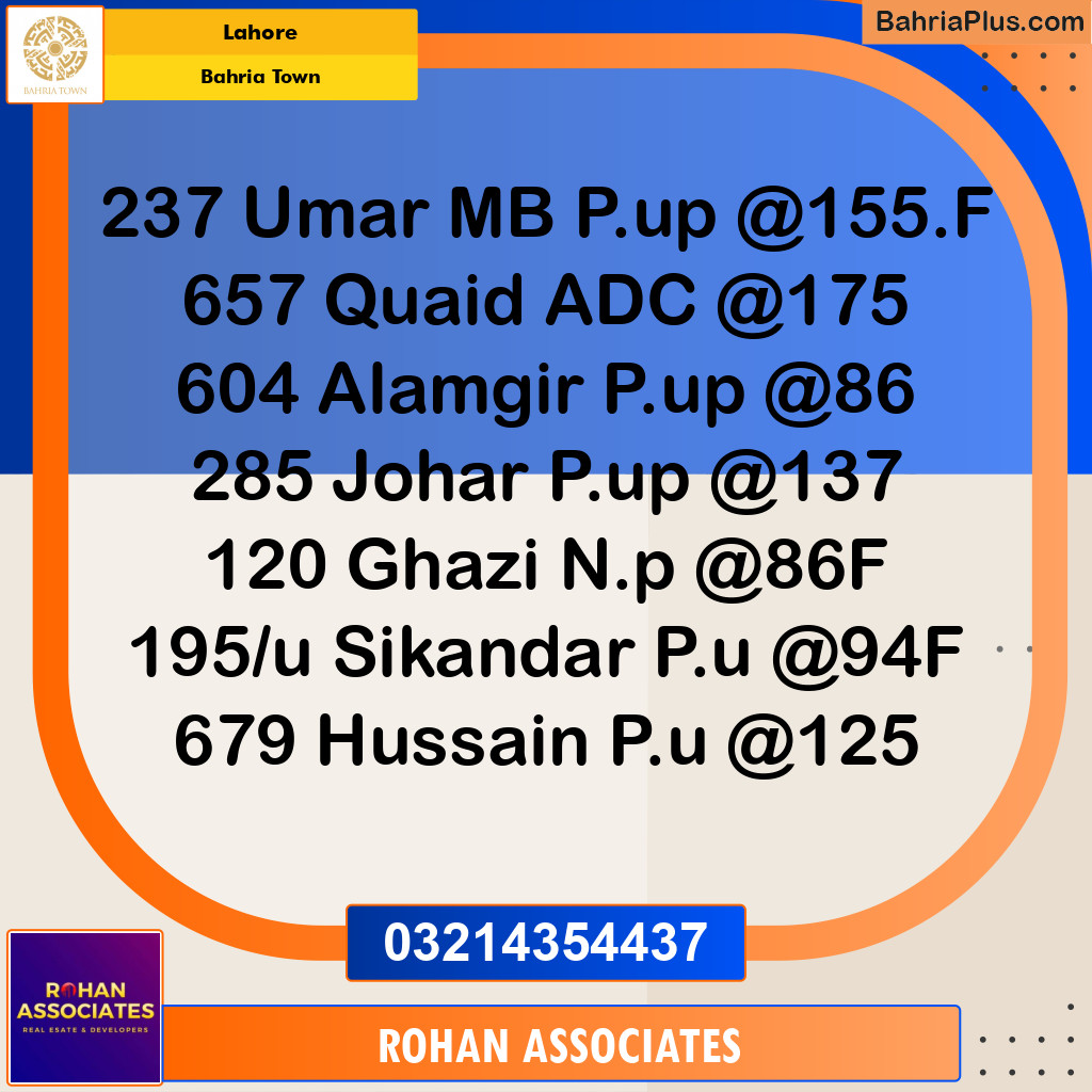 Residential Plot for Sale in Bahria Town, Lahore - (BP-288124)