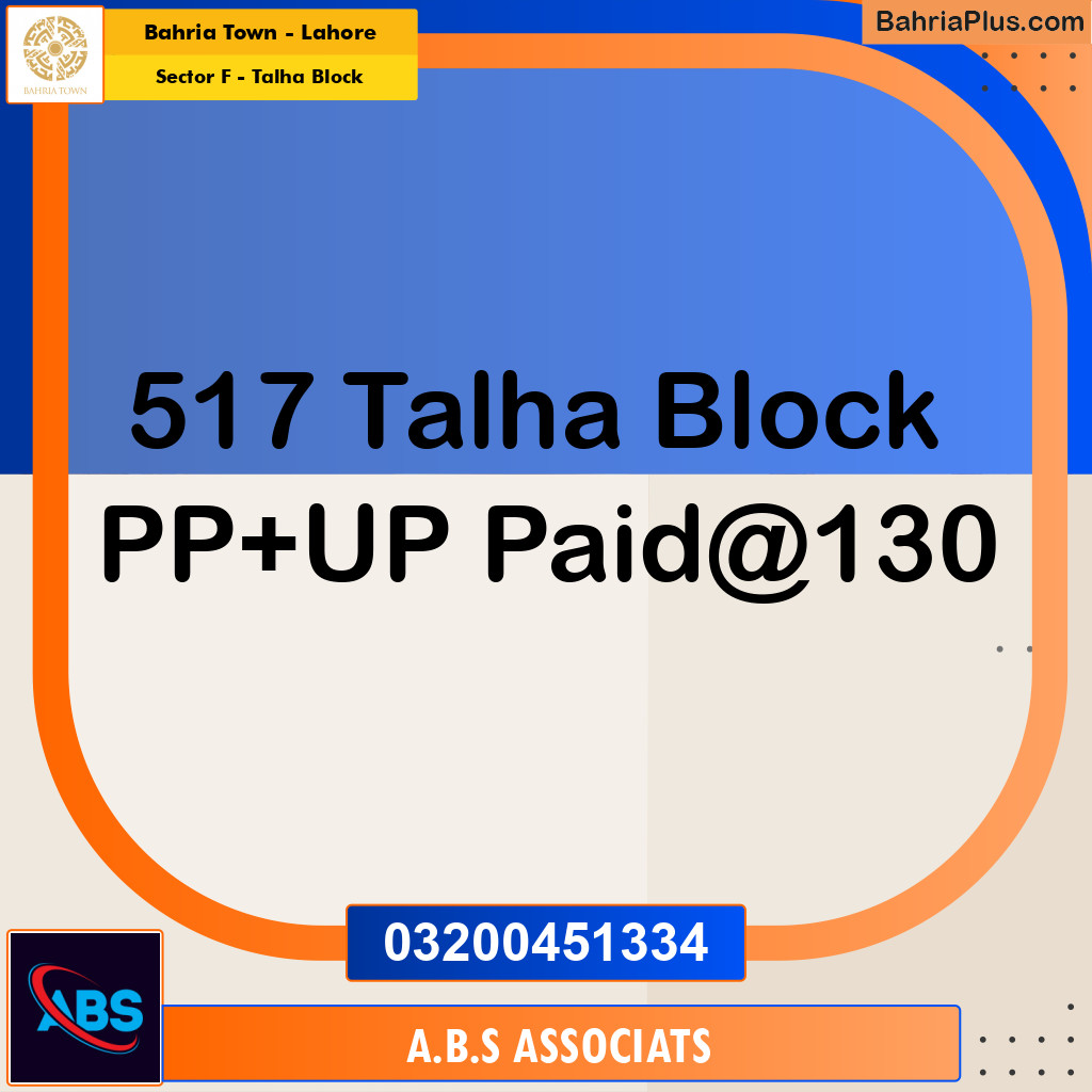 10 Marla Residential Plot for Sale in Sector F - Talha Block -  Bahria Town, Lahore - (BP-288143)