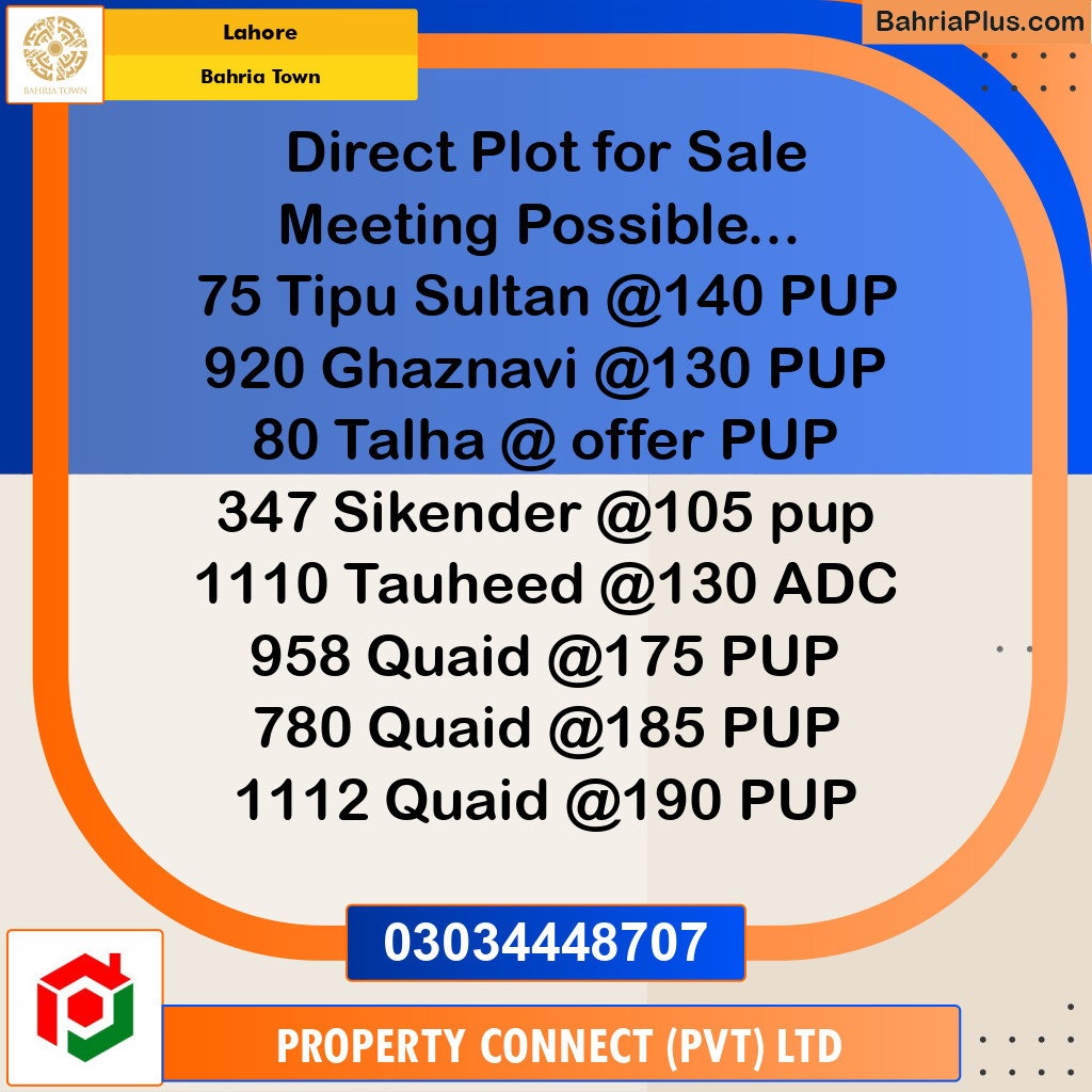 Residential Plot for Sale in Bahria Town, Lahore - (BP-288161)
