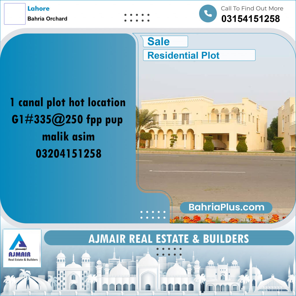 Residential Plot for Sale in Bahria Orchard, Lahore - (BP-288166)