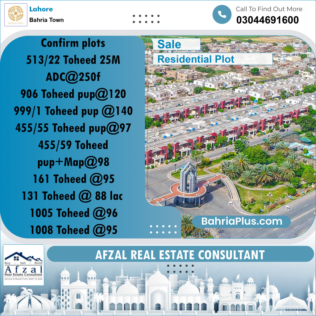 Residential Plot for Sale in Bahria Town, Lahore - (BP-288228)