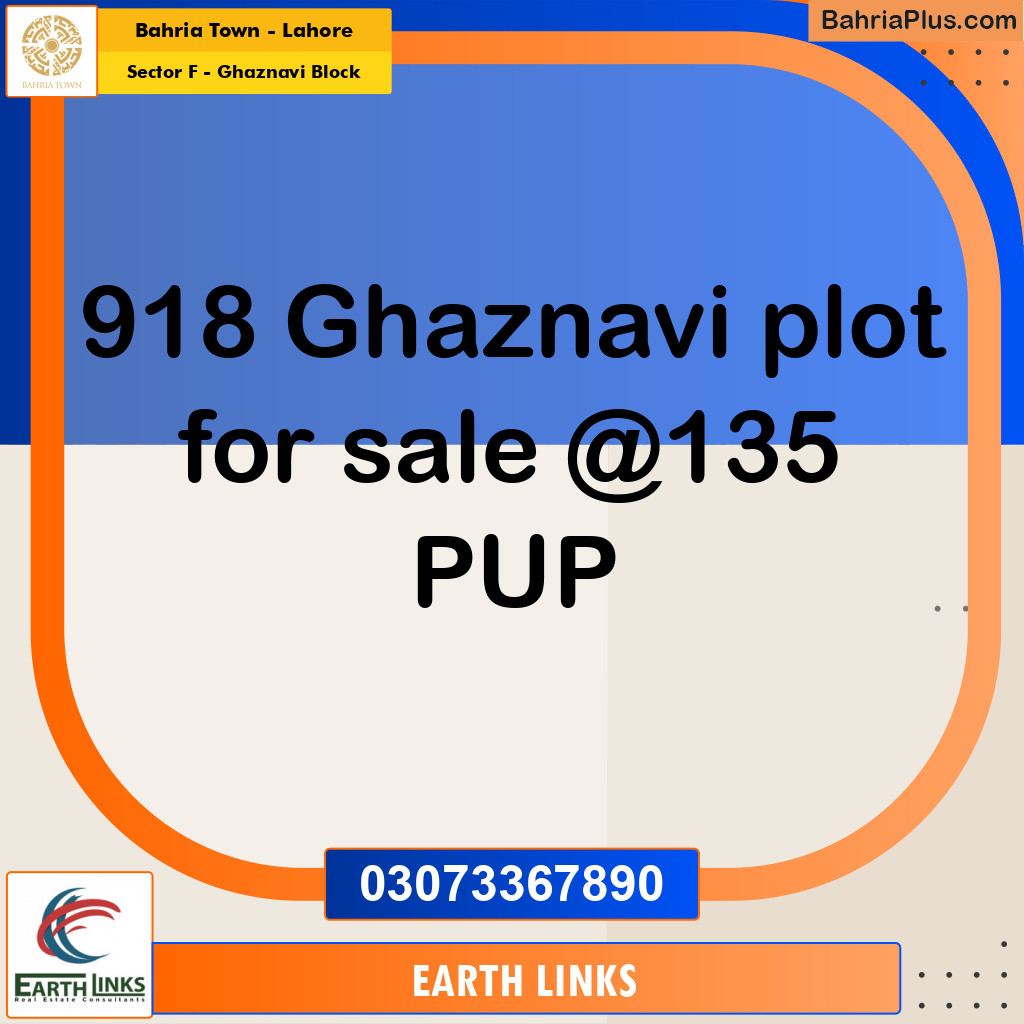 10 Marla Residential Plot for Sale in Sector F - Ghaznavi Block -  Bahria Town, Lahore - (BP-288264)