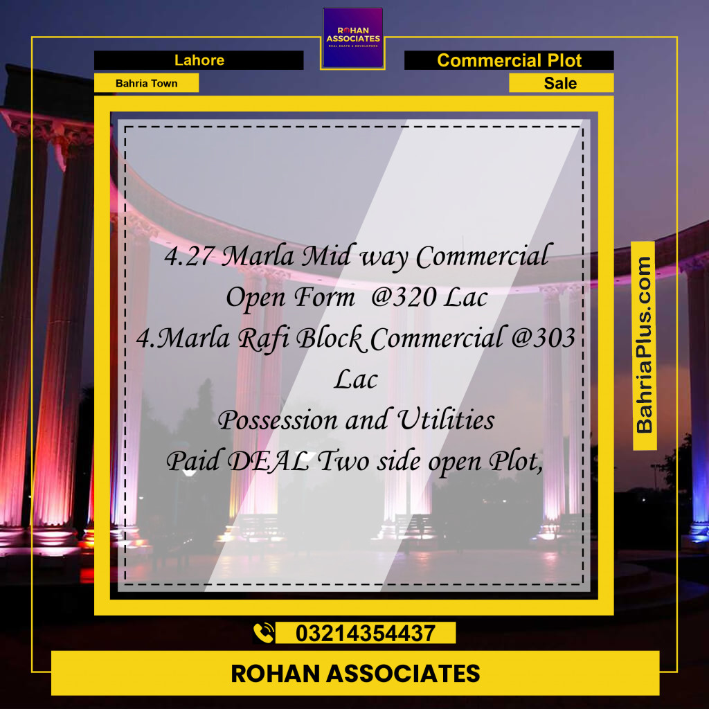 Commercial Plot for Sale in Bahria Town, Lahore - (BP-288298)