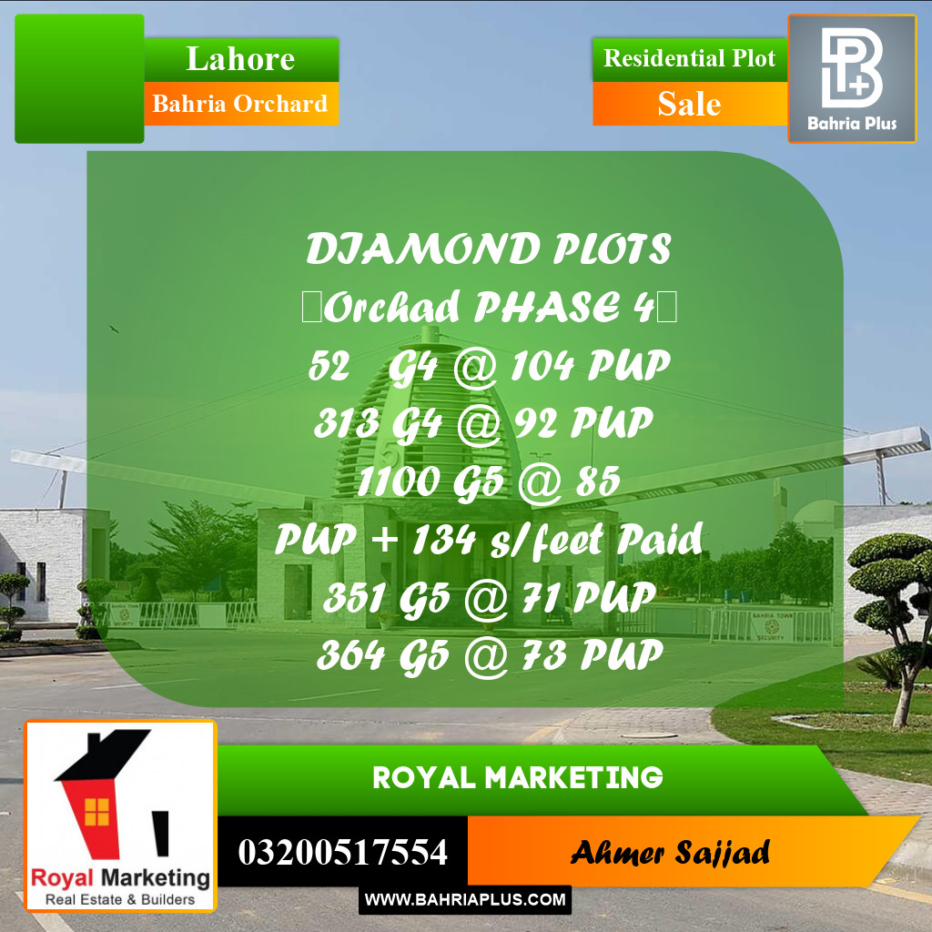 Residential Plot for Sale in Bahria Orchard, Lahore - (BP-288309)