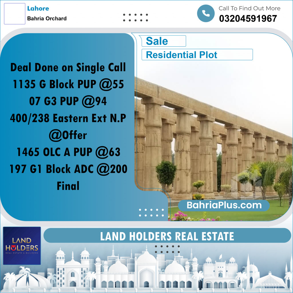 Residential Plot for Sale in Bahria Orchard, Lahore - (BP-288317)