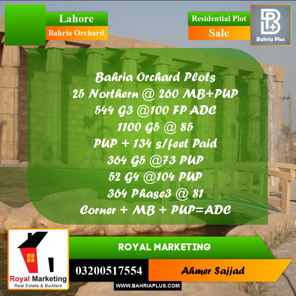 Residential Plot for Sale in Bahria Orchard, Lahore - (BP-288331)