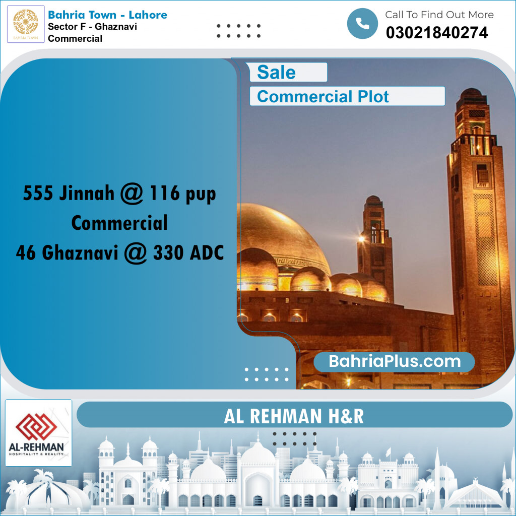 5 Marla Commercial Plot for Sale in Sector F - Ghaznavi Commercial -  Bahria Town, Lahore - (BP-288370)