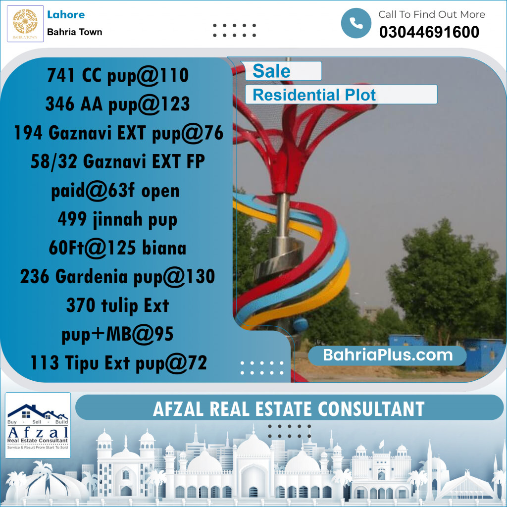 Residential Plot for Sale in Bahria Town, Lahore - (BP-288379)