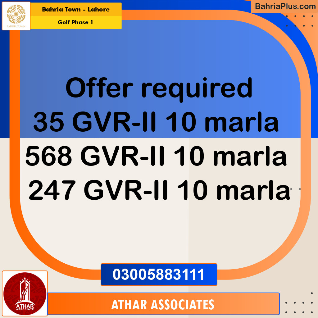 10 Marla Residential Plot for Sale in Golf Phase 1 -  Bahria Town, Lahore - (BP-288408)