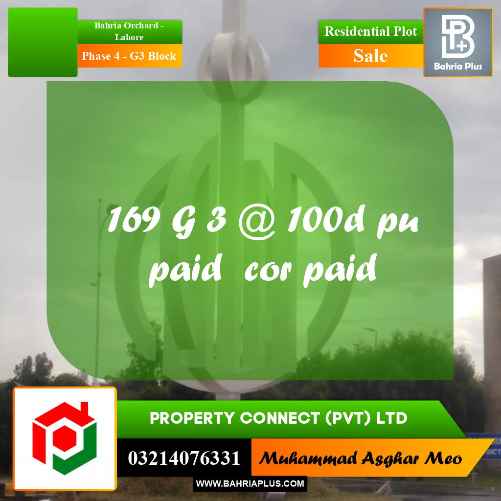 10 Marla Residential Plot for Sale in Phase 4 - G3 Block -  Bahria Orchard, Lahore - (BP-288444)