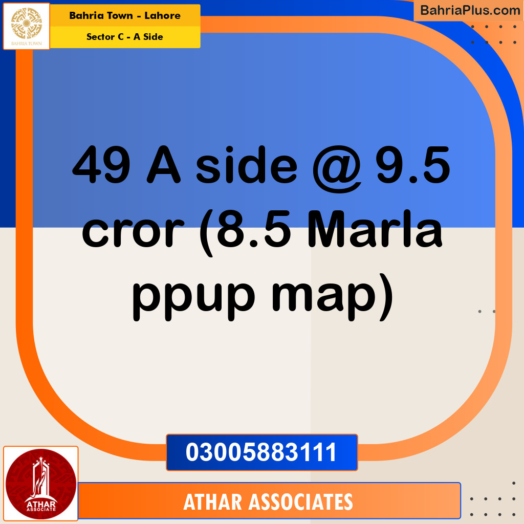 8.5 Marla Commercial Plot for Sale in Sector C - A Side -  Bahria Town, Lahore - (BP-288445)