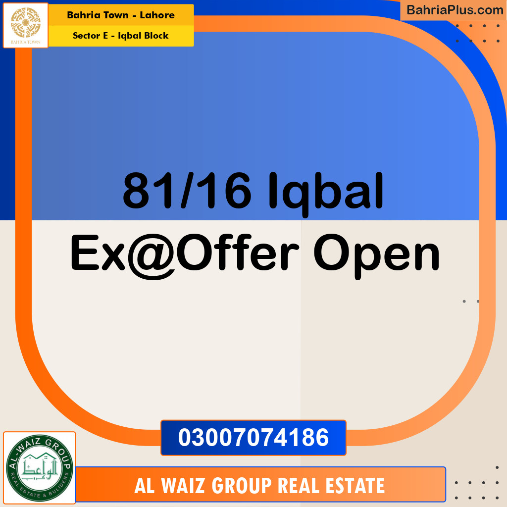 5 Marla Residential Plot for Sale in Sector E - Iqbal Block -  Bahria Town, Lahore - (BP-288455)