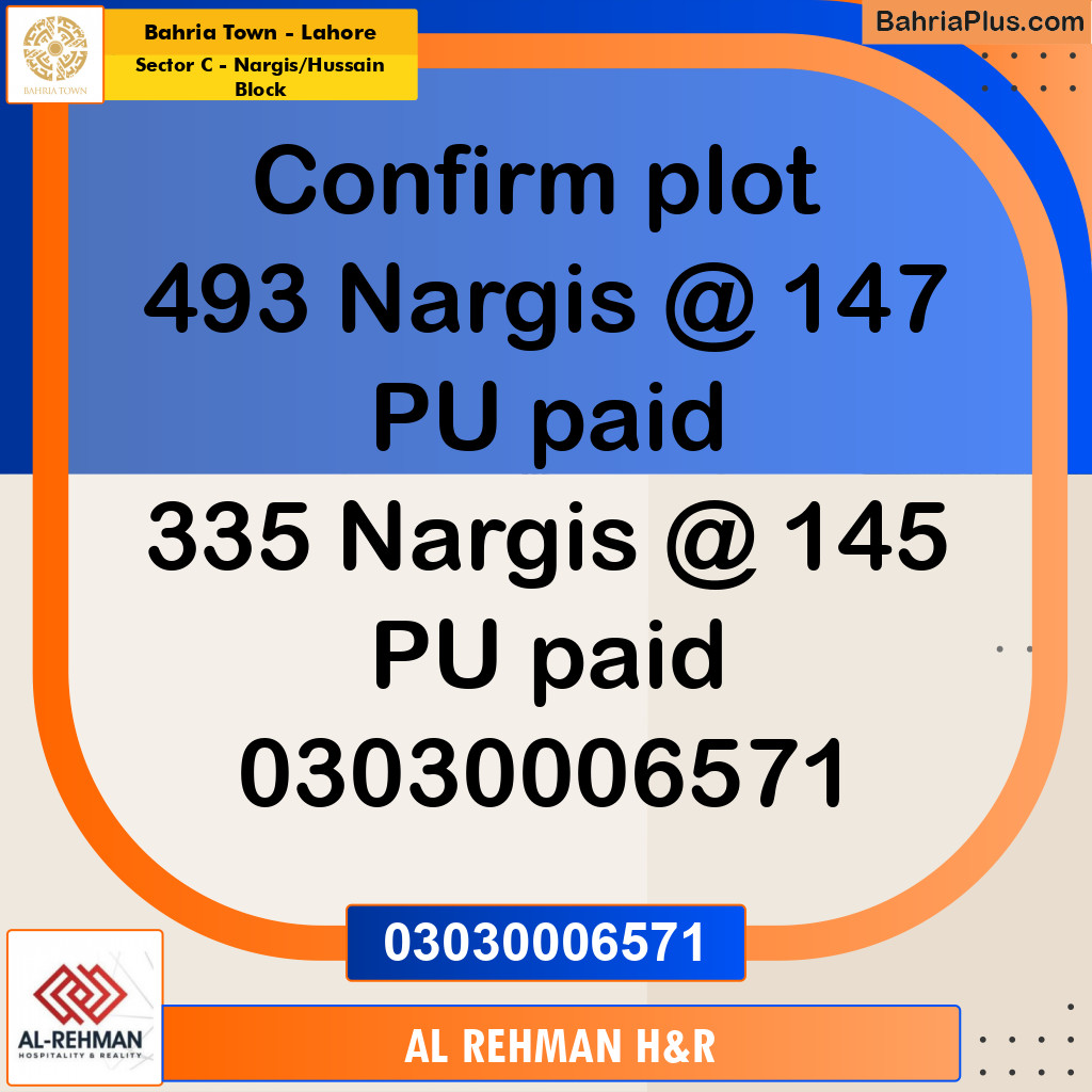10 Marla Residential Plot for Sale in Sector C - Nargis/Hussain Block -  Bahria Town, Lahore - (BP-288461)