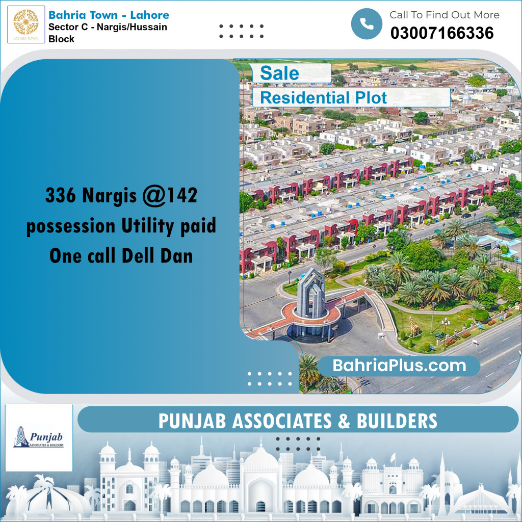 Residential Plot for Sale in Sector C - Nargis/Hussain Block -  Bahria Town, Lahore - (BP-288469)