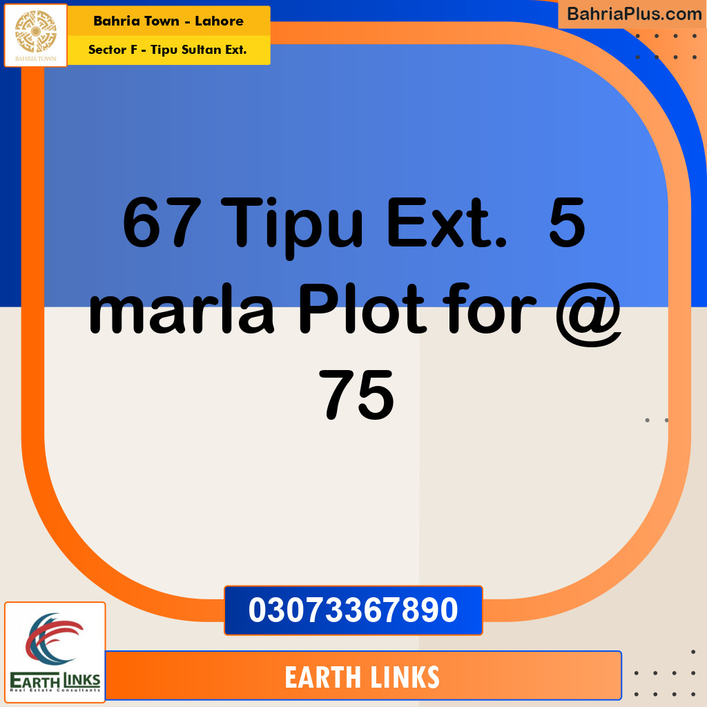 5 Marla Residential Plot for Sale in Sector F - Tipu Sultan Ext. -  Bahria Town, Lahore - (BP-288483)